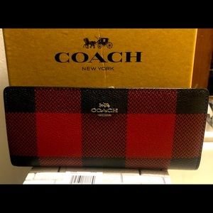 Authentic Coach Buffalo plaid slim wallet